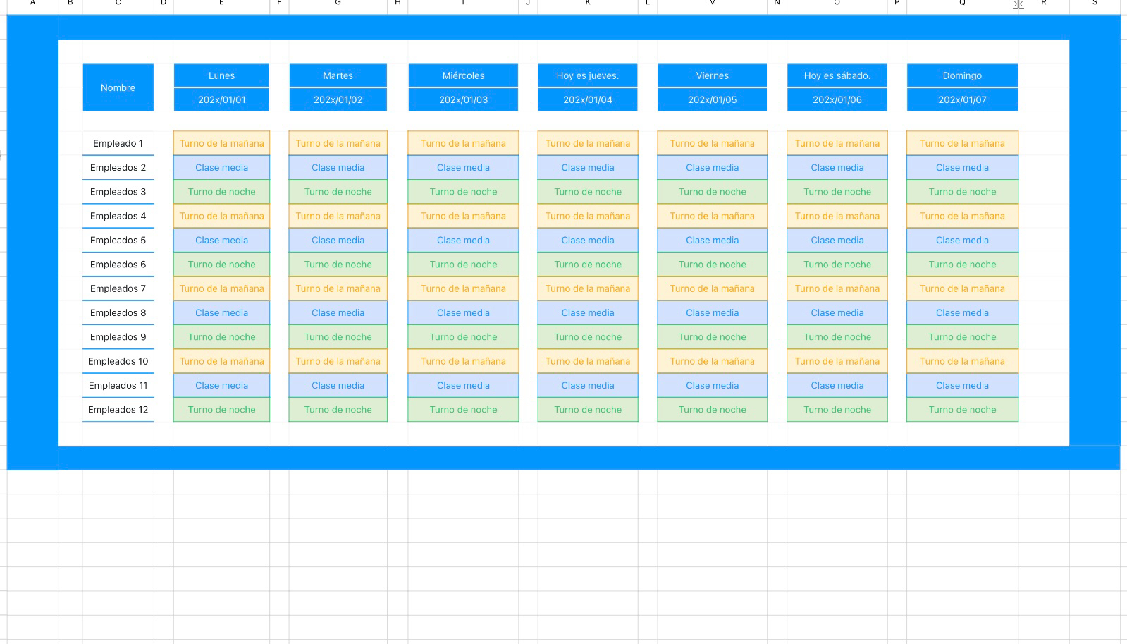 Horario de personal